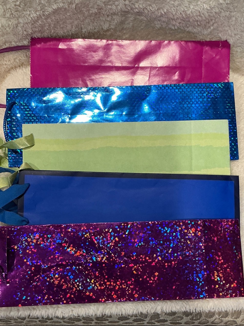 Vibrant Assorted Wine Gift Bags - Pink, Blue, Green, Purple Set of 5